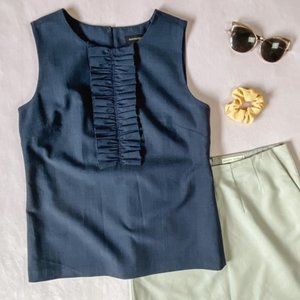 Banana Republic Linen-Cotton Navy Shell Top